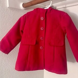 Kids Red Winter Coat with Faux Fur Trim